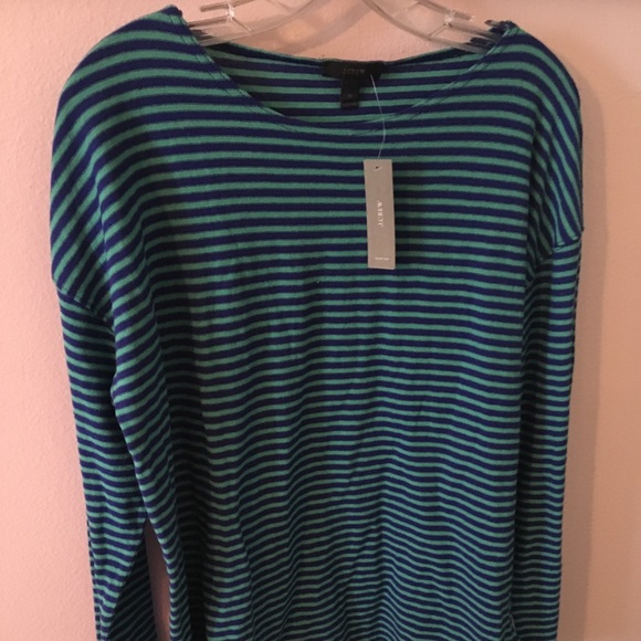 J. Crew Tops - J. Crew striped Blue & Turq Long Sleeve Tee sz M